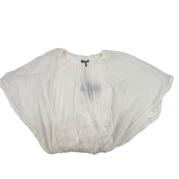 Giulia Italy Women's Size Small White Silk Blouse Fairy Lined Flowy Embroidered - Picture 3 of 13